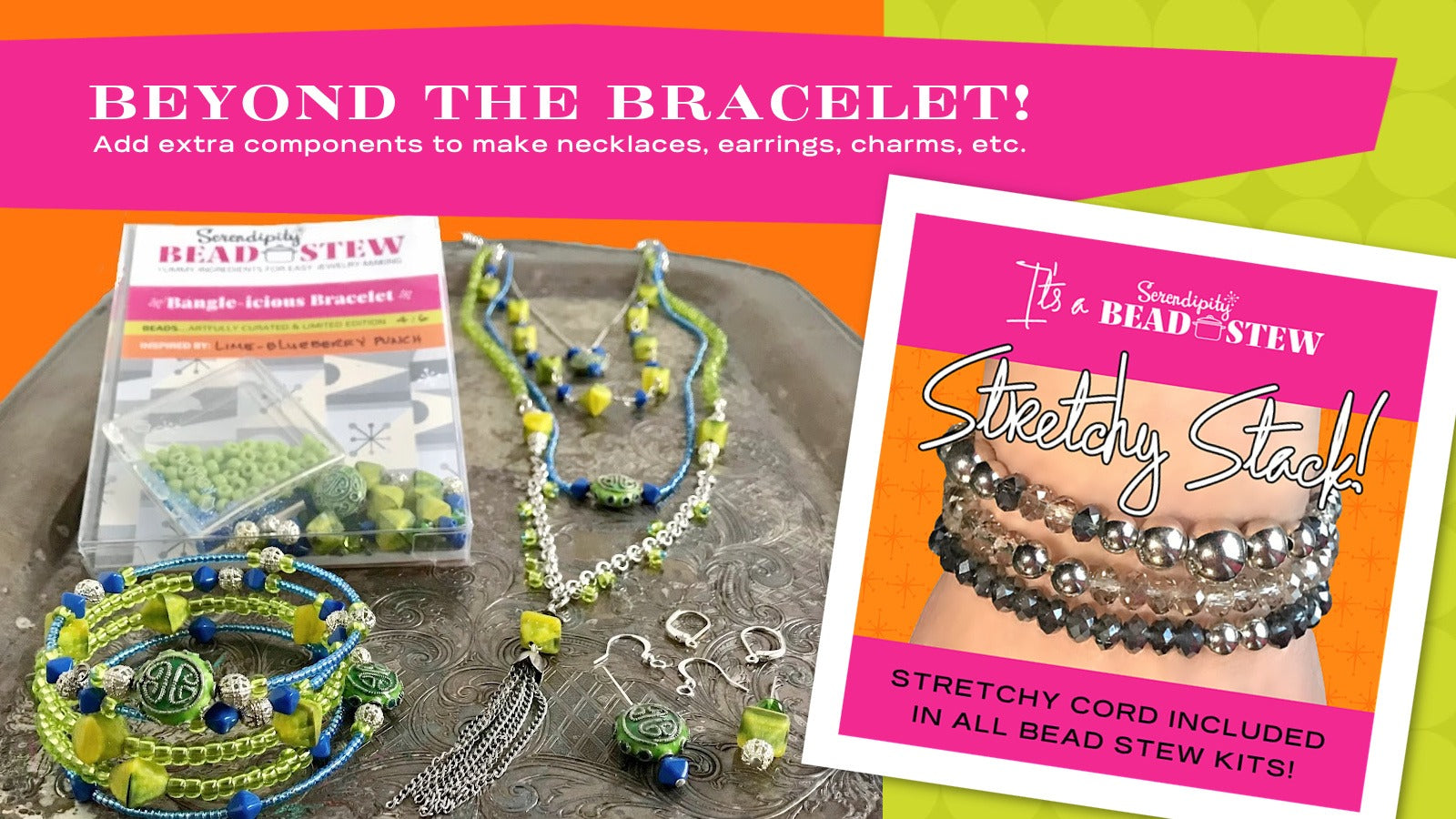 The beads in Suzie Q Studio’s BEAD STEW Jewelry Kits have been artfully hand-picked in limited quantities. Use them to make easy bracelets. More experienced jewelry makers can turn BEAD STEW beads into any creation.
