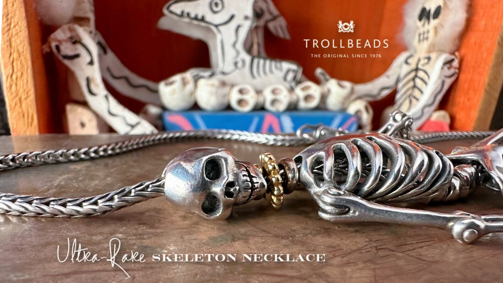Video showing extremely rare Trollbeads skeleton necklace available at Suzie Q Studio