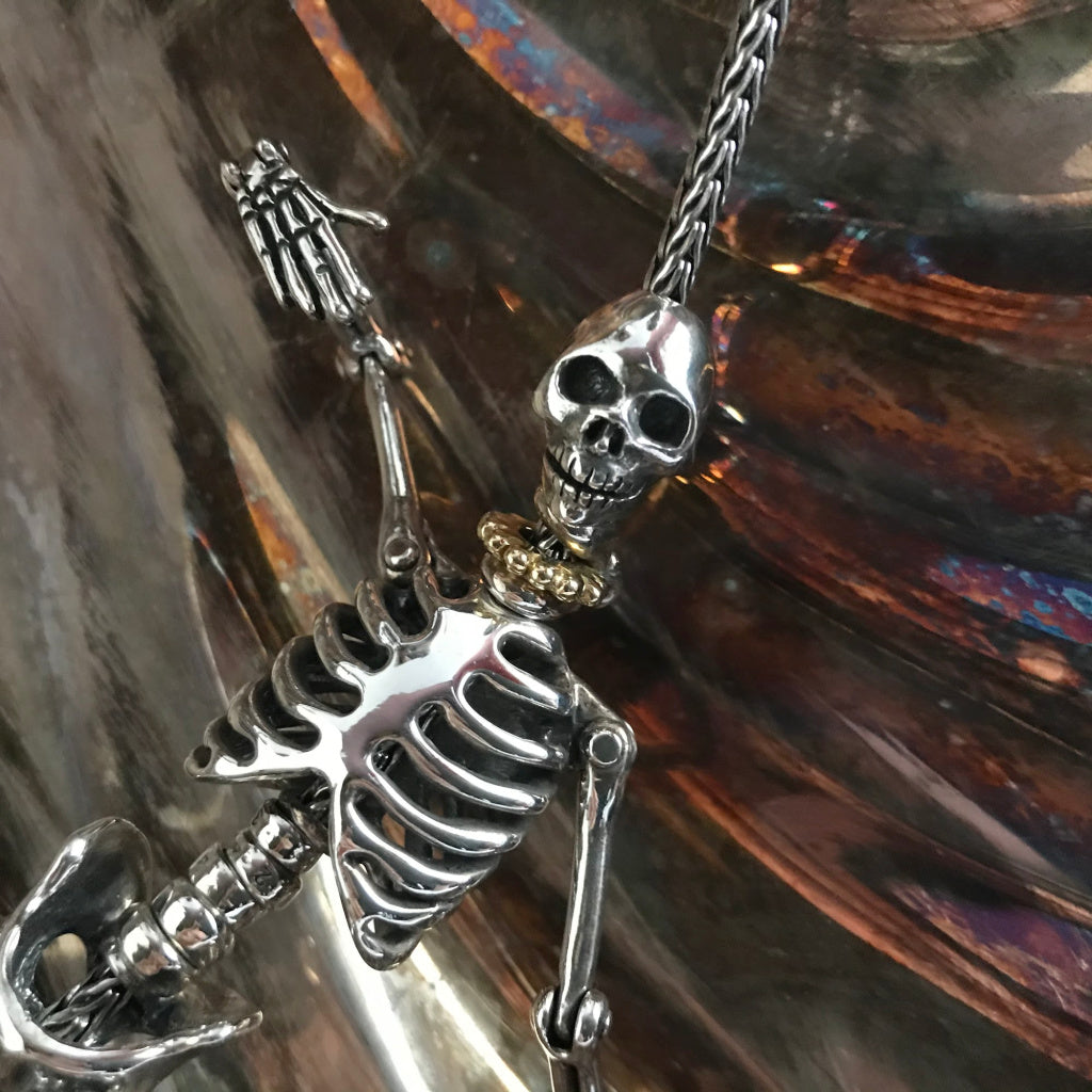 Suzie Q Studio has stashed away special glass, sterling silver, limited edition and ultra-rare Trollbeads pieces and is now making them available. Now available at Suzie Q Studio, one ultra-rare Trollbeads Skeleton Necklace – new stock, never worn.