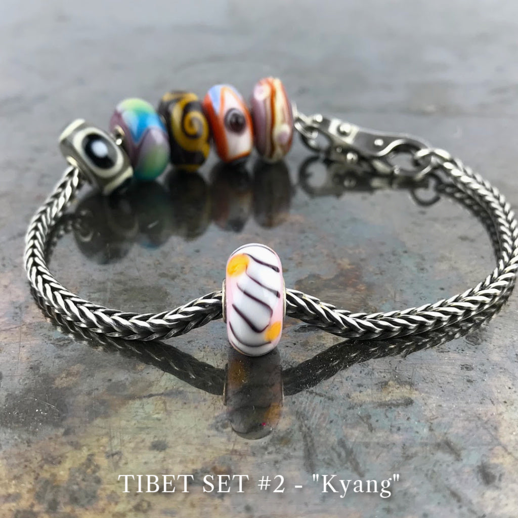 Now available at Suzie Q Studio, the ultra-rare Trollbeads Tibet Beads. This shows all the  beads in Suzie Q Studio's Tibet Beads Set #2.
