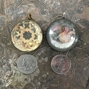 One-of-a-kind MY MOTHERS BUTTONS jewelry is handcrafted using the finest antique treasures. Glass-domed, Horse Bridle Rosettes were a decoration for horse bridles. Purchase one of our Suzie Q Studio chains to make this pendant a necklace.