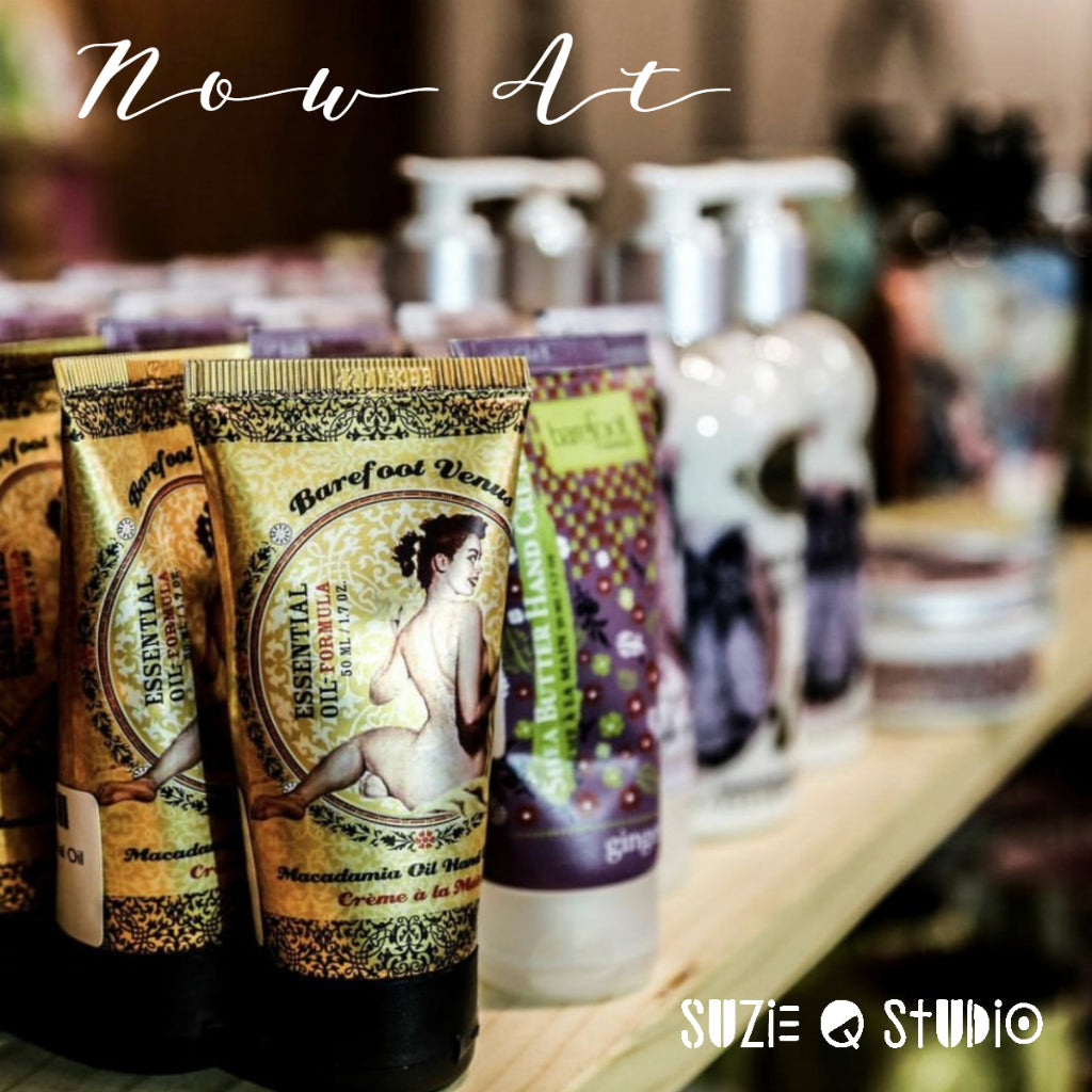 Suzie Q Studio at the Crossroads Market in Calgary is now carrying the made-in-British Columbia, Barefoot Venus botanically based beauty and personal care products. Drop by to have a look and celebrate your inner Goddess!