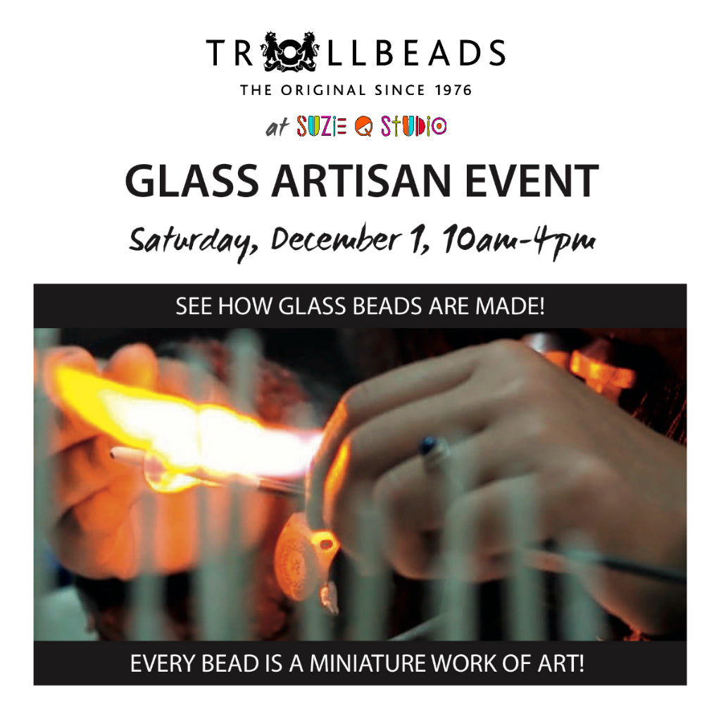 On Saturday, December 1, from 10am - 4pm join us at Suzie Q Studio at the Crossroads Market in Calgary for a special Trollbeads Glass Artisan event! Don’t miss this chance to watch Trollbeads glass beads being created right before you. 