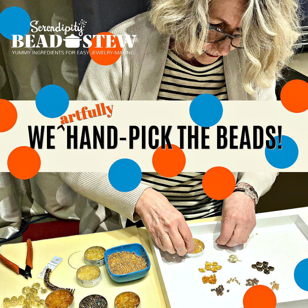 Suzie Q Studio's Serendipity Bead Stew jewelry making kits are Limited Edition collections of artfully curated combinations of unique, premium quality beads and components to create easy, one-of-a-kind jewellery. 