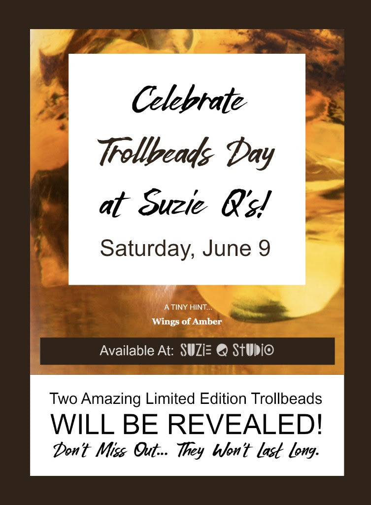 You're Invited to Celebrate TROLLBEADS DAY at Suzie Q Studio at the Crossroads Market in Calgary! On Trollbeads Day, SATURDAY JUNE 9TH, the limited edition bead "Wings of Amber" will be launched. Some really unique surprises are in-store.