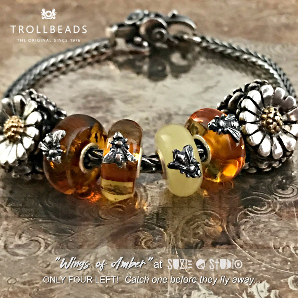 Suzie Q Beads at the Crossroads Market in Calgary has the Trollbeads "Wings of Amber Kit" of 10 unique beads, BUT they're now available as SINGLE BEADS! Get them before they're gone.