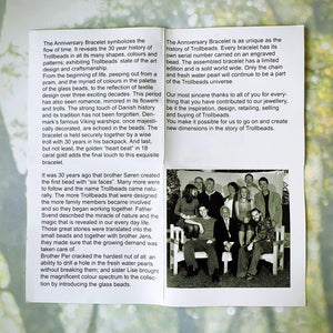 Trollbeads 30th Anniversary Bracelet brochure, with info about the bracelet, and the story of the Danish family of artisans who created Trollbeads in 1976.