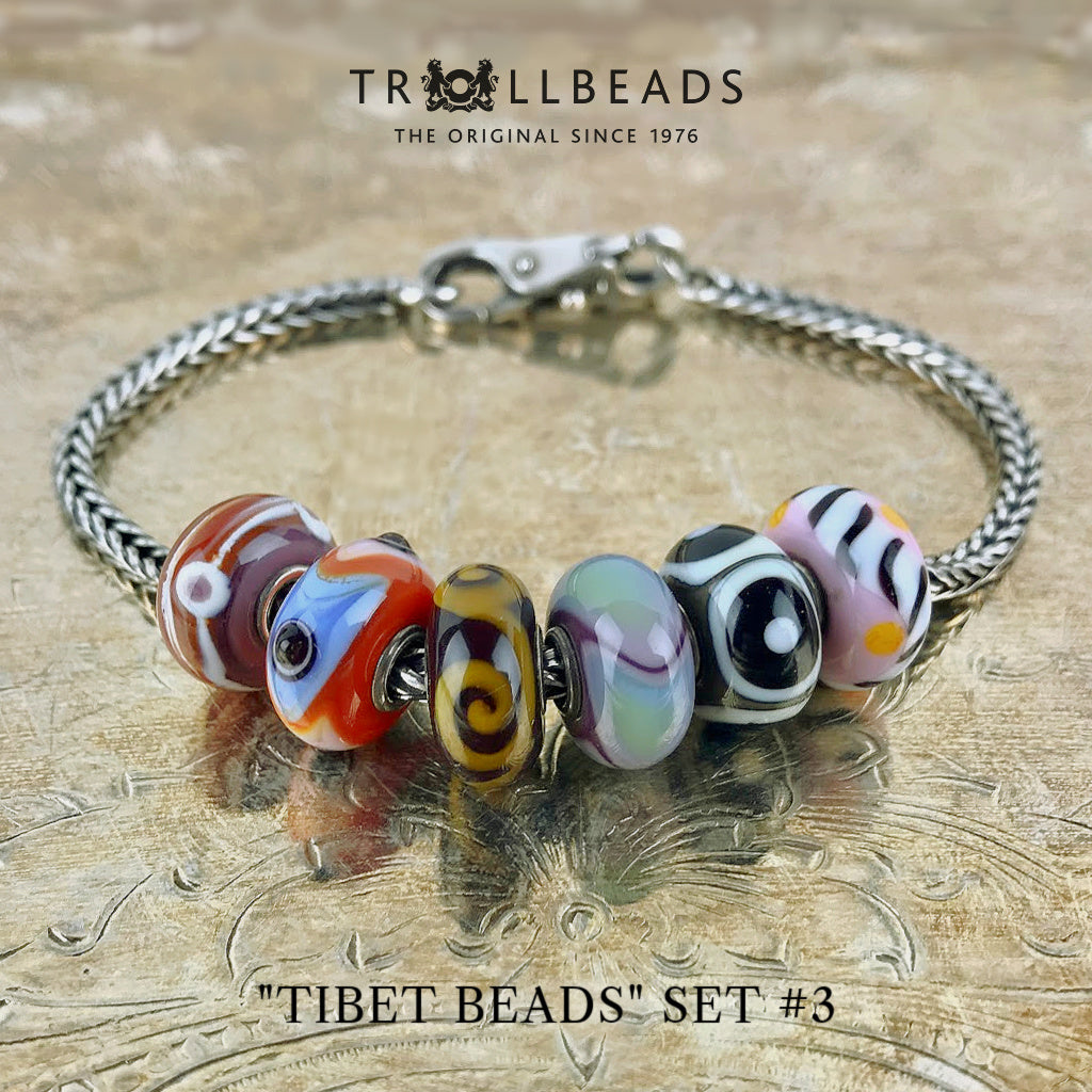 Now available at Suzie Q Studio, the ultra-rare Trollbeads Tibet Beads. This shows all the beads in Suzie Q Studio's Tibet Beads Set #3.