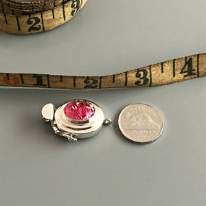This Suzie Q Studio custom box clasp was handcrafted with an exquisite carved, oval-shaped vintage glass cabochon and set in a substantial amount (more than average) of sterling silver, which gives this stunning closure a super-special, “ooh-la-la” look!