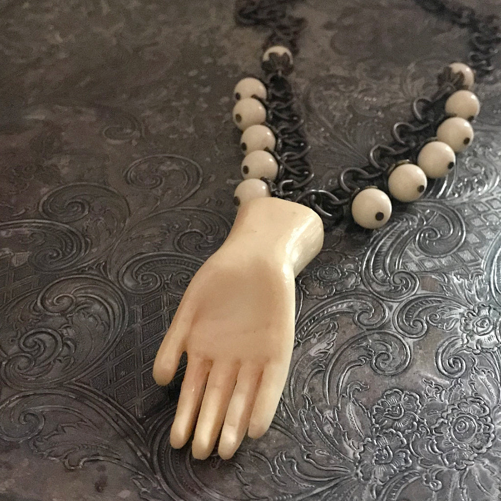 Suzie Q Studio carries HOTCAKES DESIGN retro-style, handmade jewelry taking its inspiration from classic Bakelite jewelry, vintage images and bold color.  This quirky-cool necklace is sure to be a conversation-starter every time you wear it!