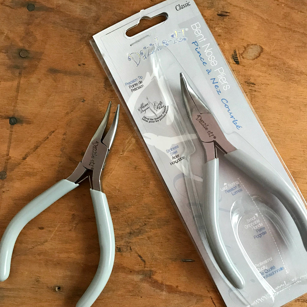 When it comes to making jewelry, if you want professional looking results, using Suzie Q Studio's jewelry-making tools is the way to go! The “Bent Chain Nose Plier” is ideal for griping and bending. As well, because of their extra-pointy nose and curved jaws, they're able to get into even tighter spots than the regular Chain Nose Plier!