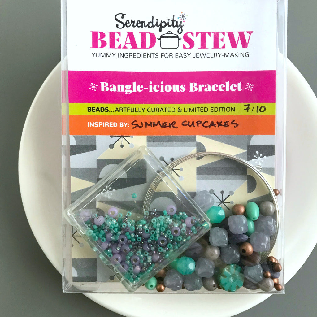 Suzie Q Studio's Serendipity BEAD STEW DIY EASY BANGLE STYLE BRACELET MAKING KITS are limited edition collections of artfully curated premium quality beads and components for you to make a one-of-a-kind bracelet that’ll have that super-cool look of multiple bangles stacked on your wrist. No experience needed!