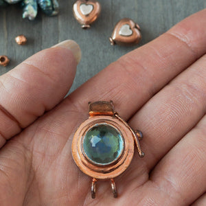 The natural antique patina on this clasp complements the ocean-coloured teal of this vintage glass cabochon beautifully, don't you think?! This copper box clasp was individually handcrafted in 100% pure copper, exclusively for Suzie Q Studio.