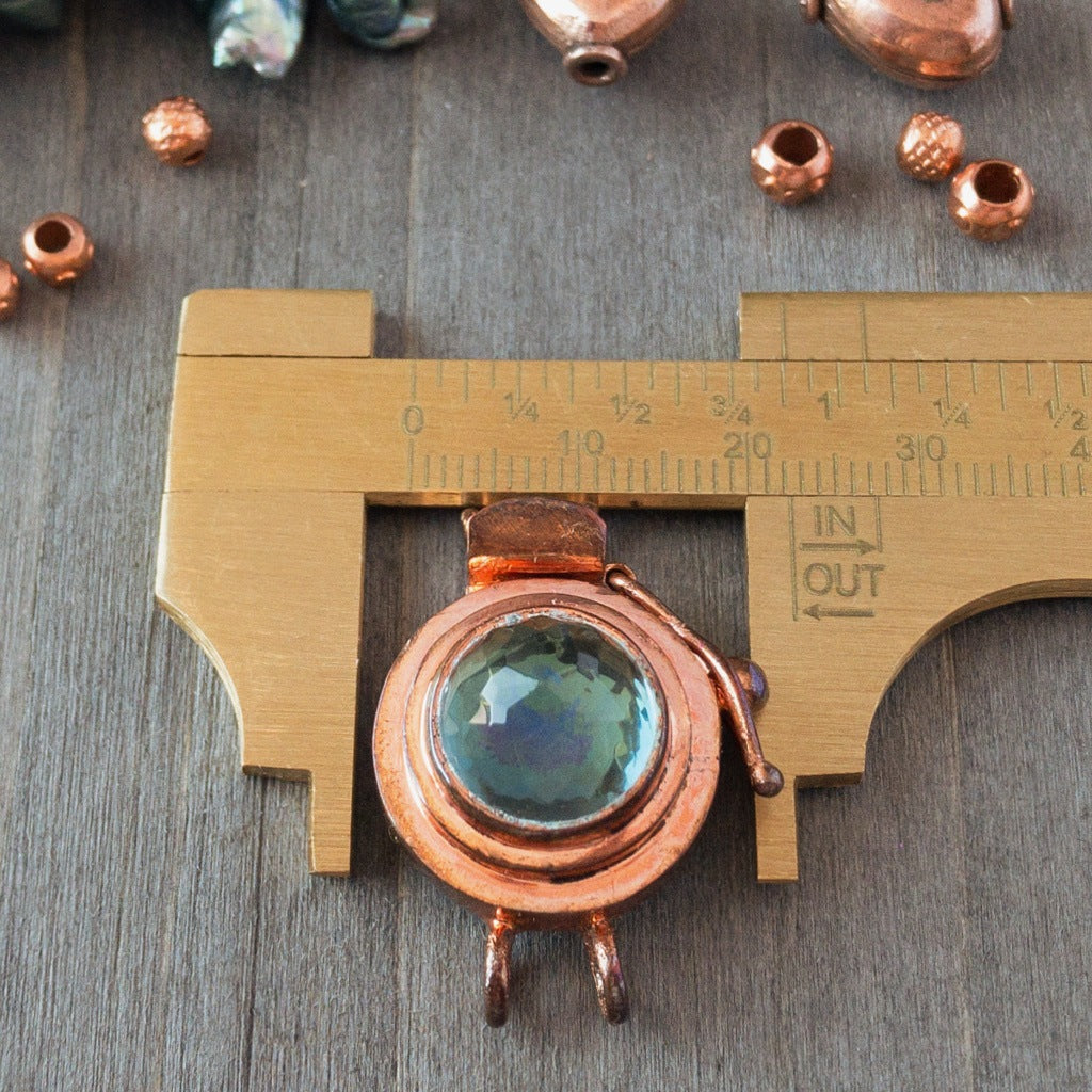 The natural antique patina on this clasp complements the ocean-coloured teal of this vintage glass cabochon beautifully, don't you think?! This copper box clasp was individually handcrafted in 100% pure copper, exclusively for Suzie Q Studio.